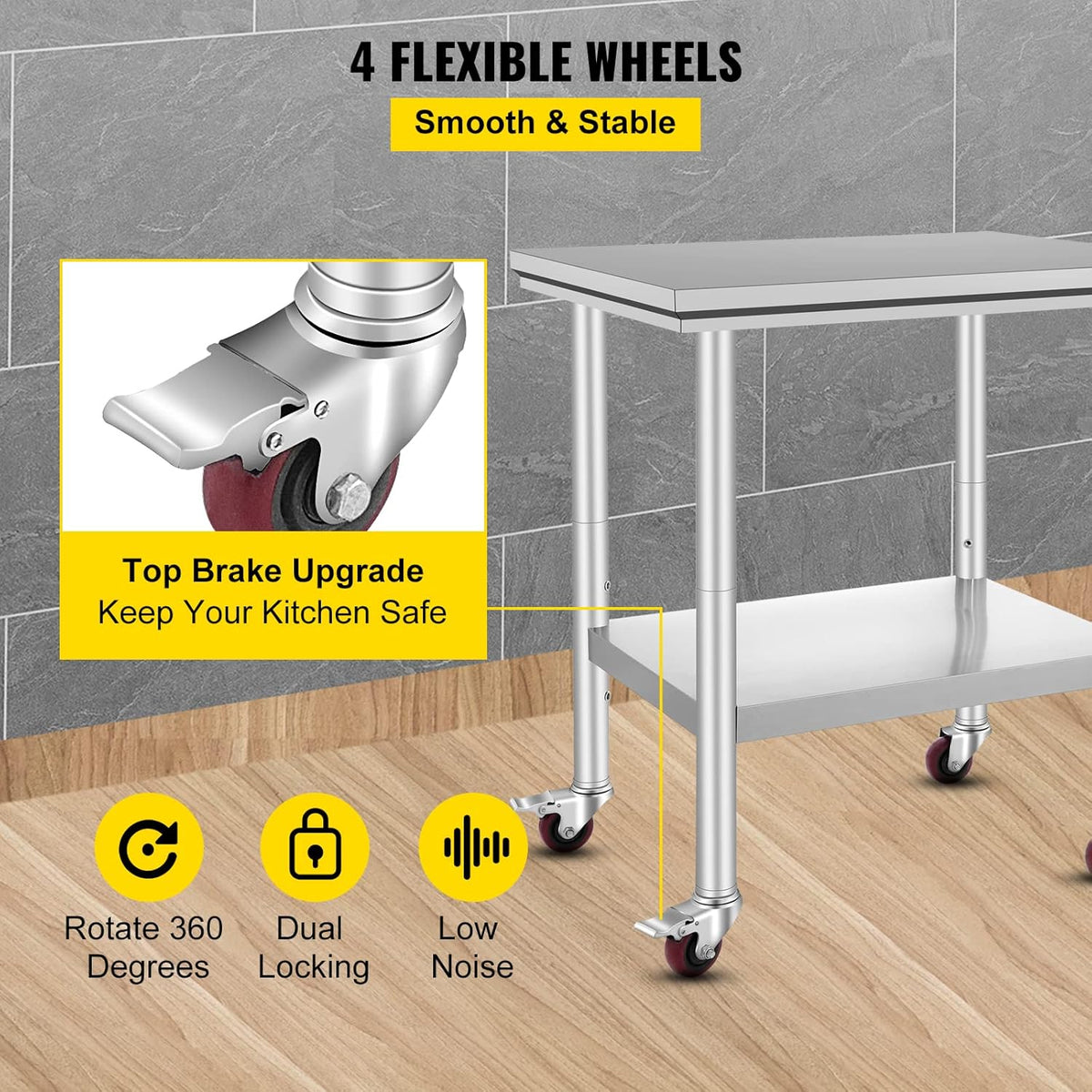 Stainless Steel Work Table with Wheels 24 x 30 W492