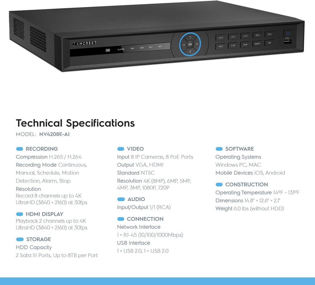 8-Channel AI NVR with 8-Port PoE P71613
