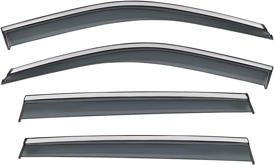 Smoke Gray Polycarbonate Window Deflector with Stainless Steel Trim Pack of 2 M50881