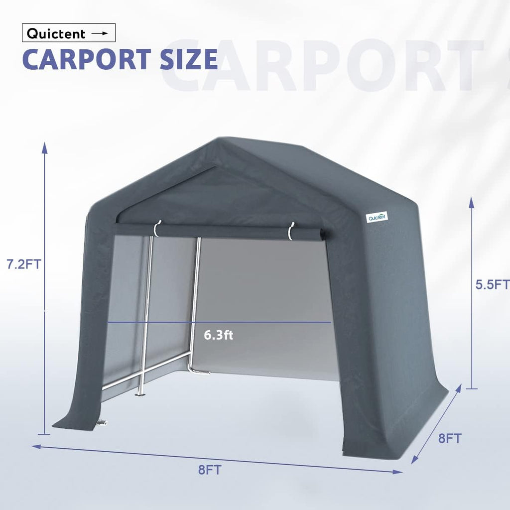 8x8 ft Portable Garage Shelter Outdoor Storage Shed Car Canopy Carport D957
