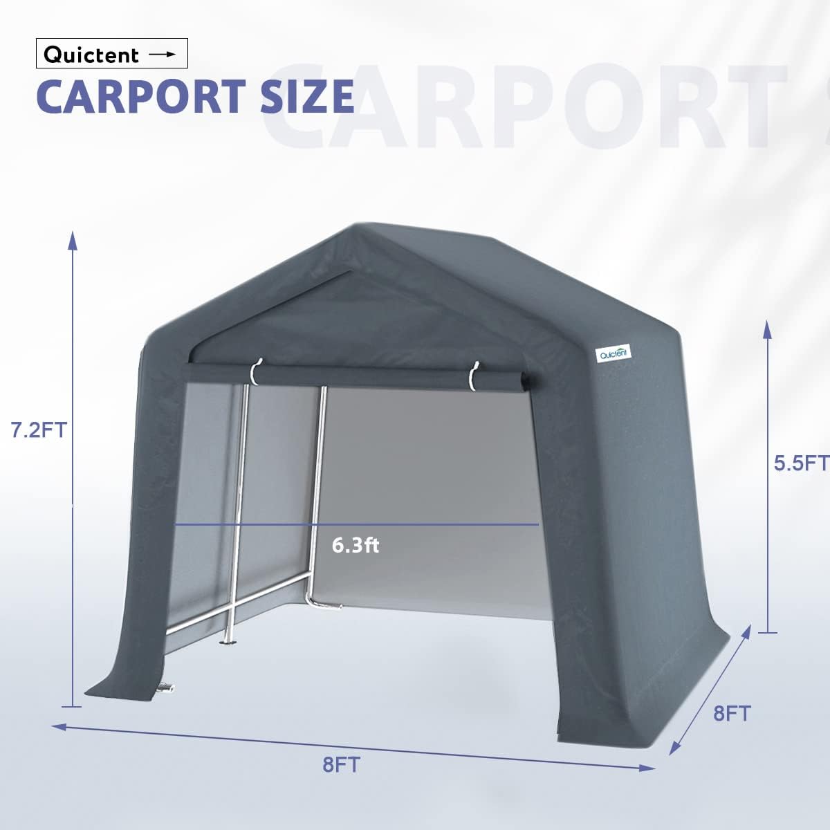8x8 ft Portable Garage Shelter Outdoor Storage Shed Car Canopy Carport D957