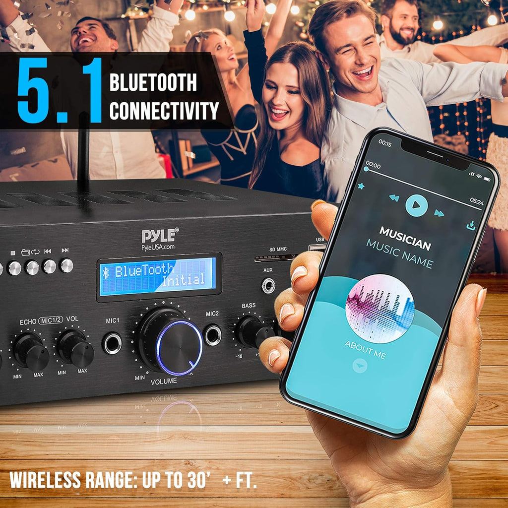 200W Dual Channel Wireless Microphone Power Amplifier System E1297