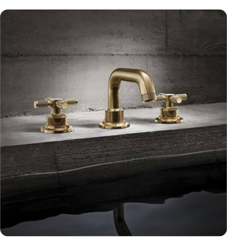 Widespread Lavatory Faucet with ZeroDrain and Knurl Handle Polished Brass H295