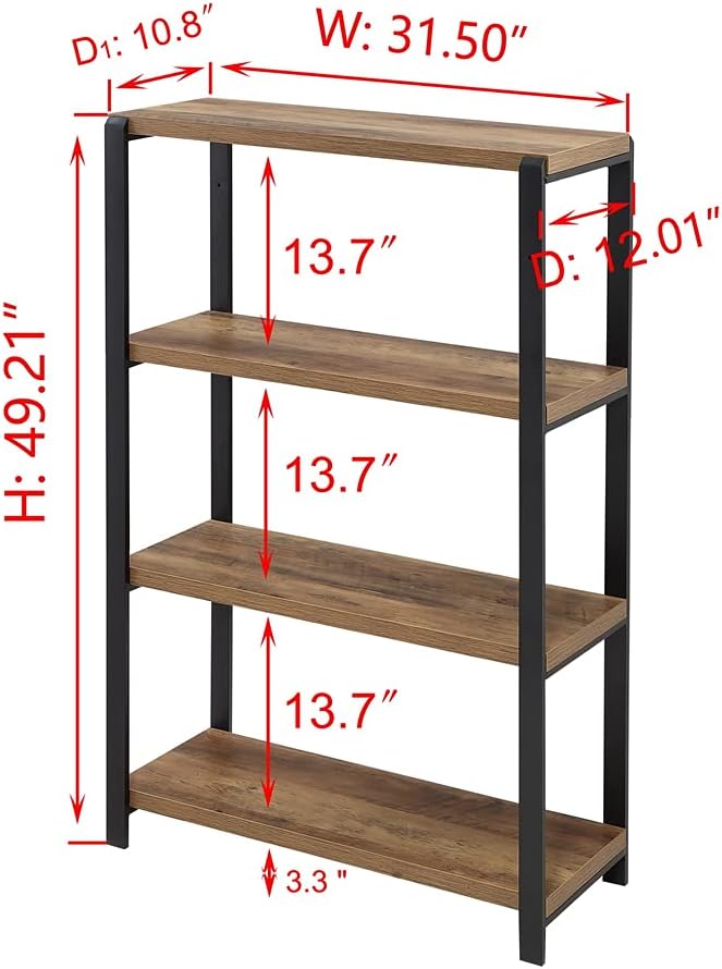 4 Tier Wood and Metal Bookshelf F26405