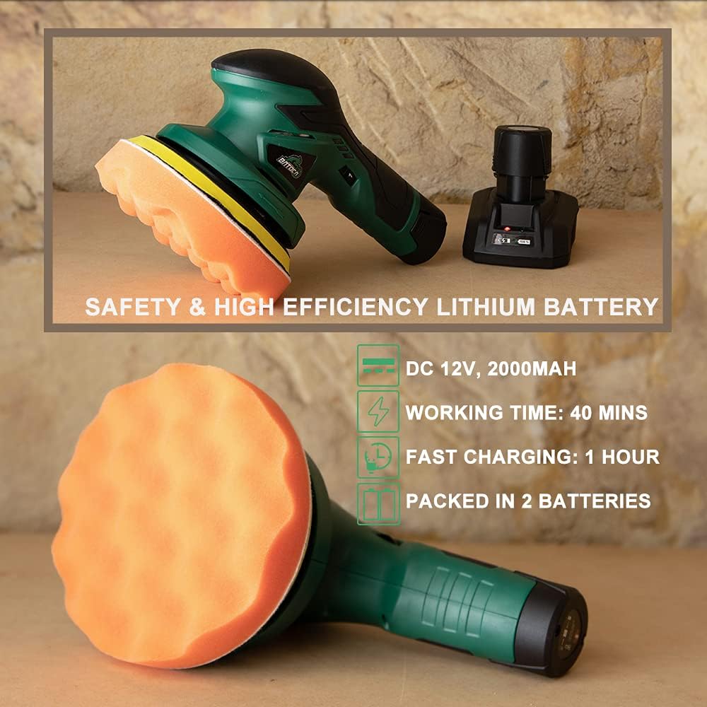 Cordless Car Buffer Polisher with 12V Lithium Rechargeable Battery G489