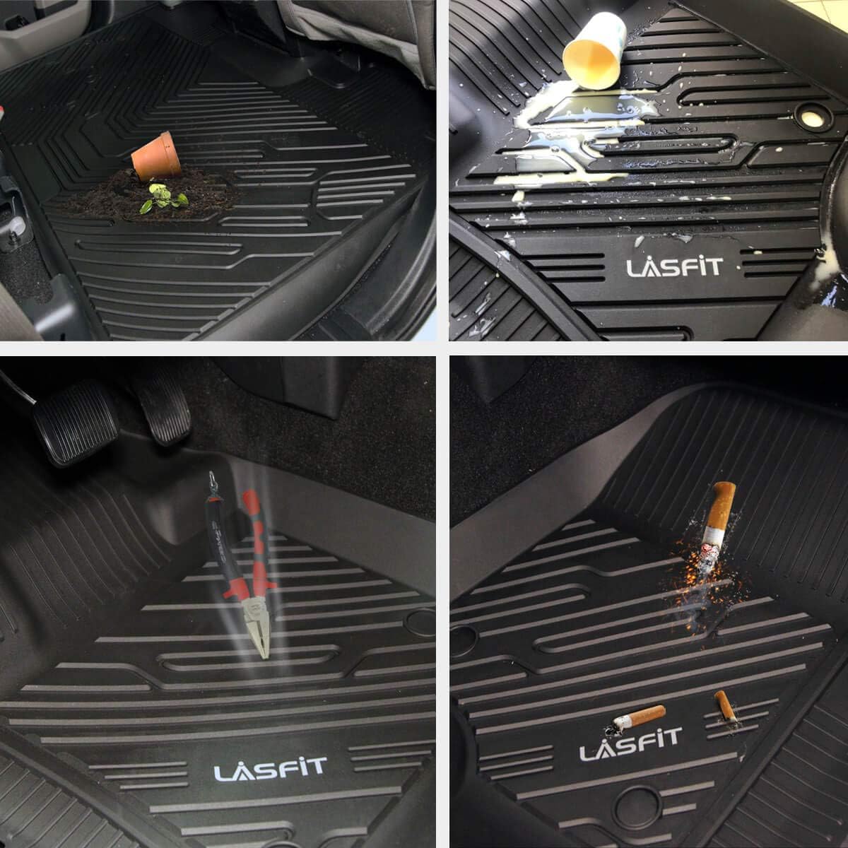 All Weather TPE Custom Fit Car Floor Liners 1st & 2nd Row Black E232958