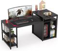 Extra Large Computer Desk with Storage Shelf and Cabinet, Dark Walnut W5519