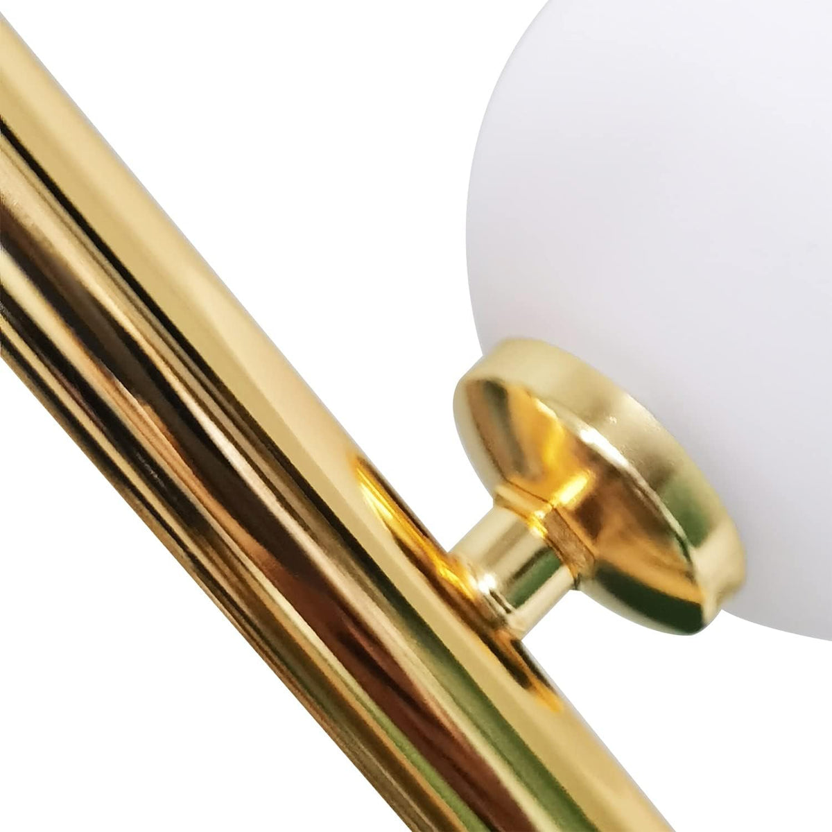 Modern Simplicity Floor Lamp with White Glass Ball Lampshade and Golden Metal Lamp Body G650111