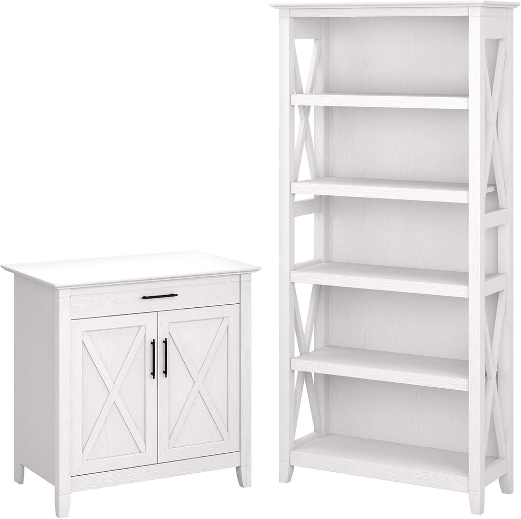 Bing Cherry Secretary Desk with 5 Shelf Bookcase V5204