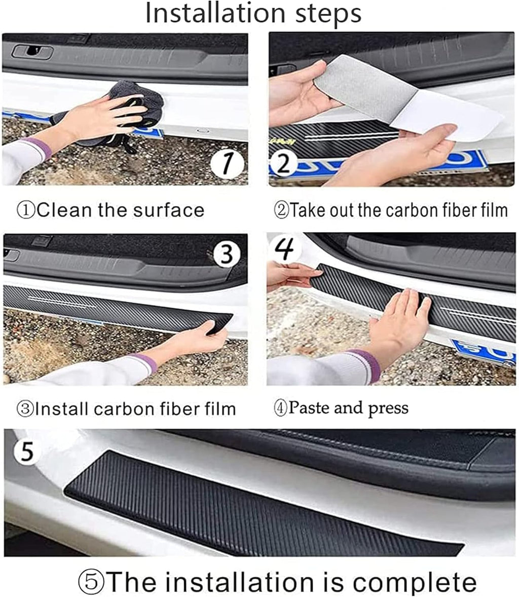 Black Carbon Fiber Textured Leather Car Door Sill Protector Stickers 4pcs/Set S622