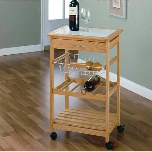 Natural Pinewood Mobile Kitchen Cart W52211