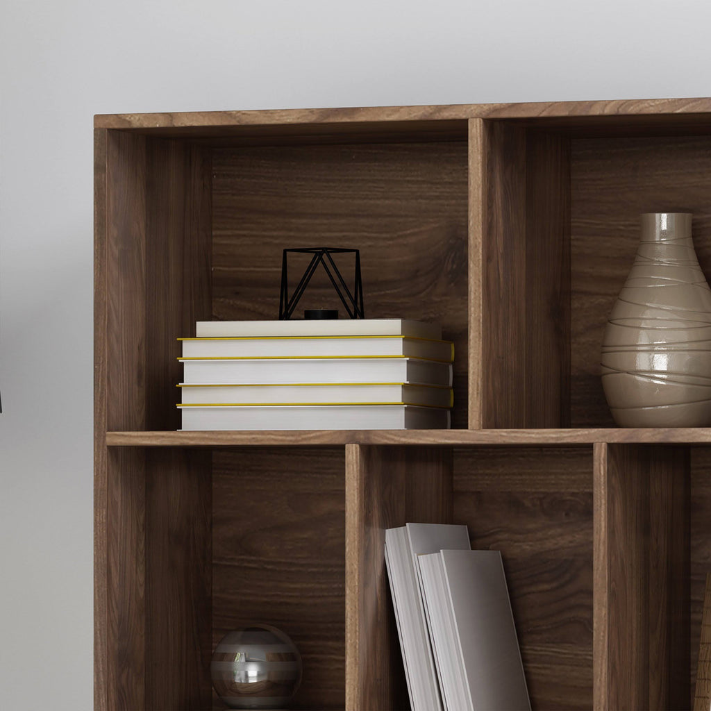 Dark Gray Black Faux Wood Cube Bookcase R62056