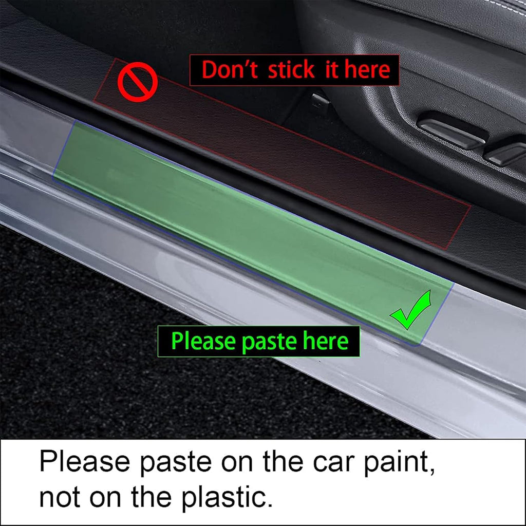 Black Carbon Fiber Textured Leather Car Door Sill Protector Stickers 4pcs/Set S622