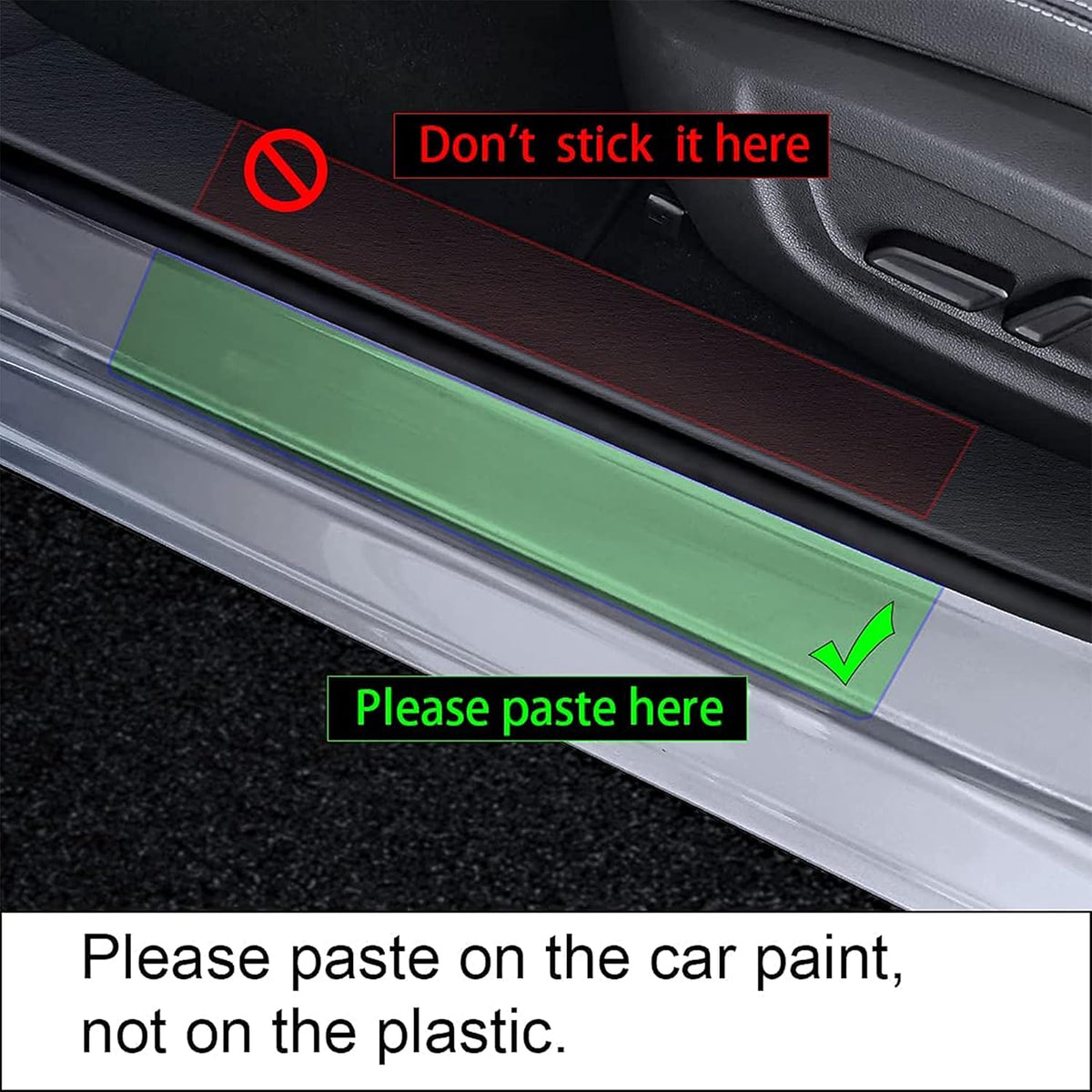 Black Carbon Fiber Textured Leather Car Door Sill Protector Stickers 4pcs/Set S622