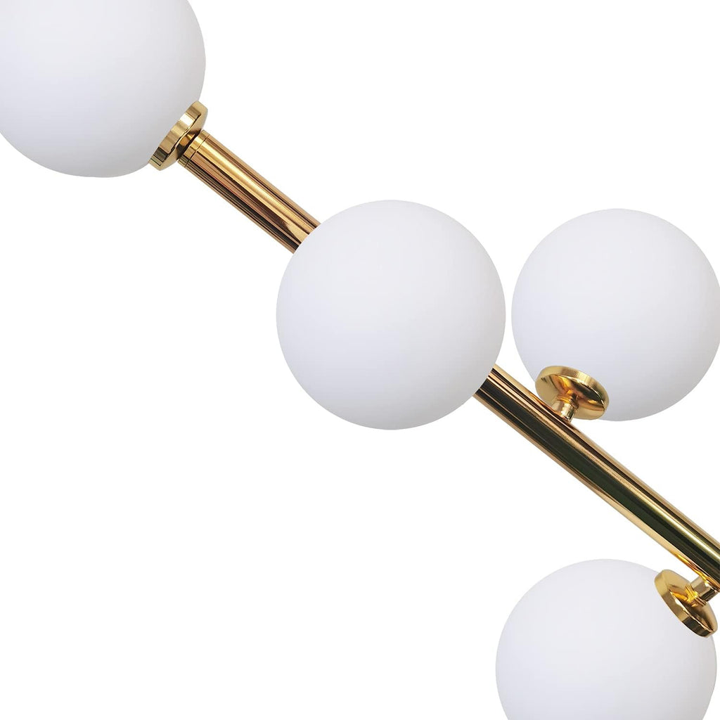 Modern Simplicity Floor Lamp with White Glass Ball Lampshade and Golden Metal Lamp Body G650111