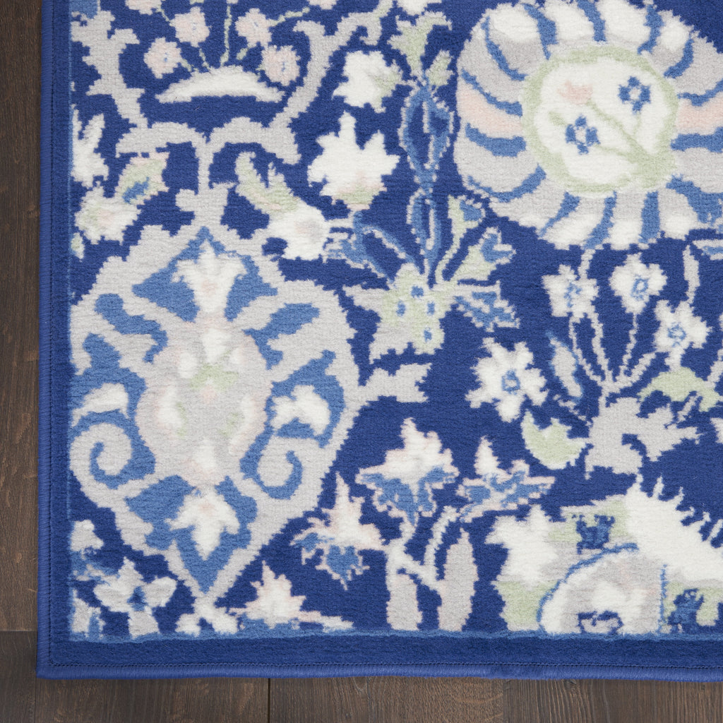Floral Bohemian Navy Multicolor 5' x 7' Area Rug O416