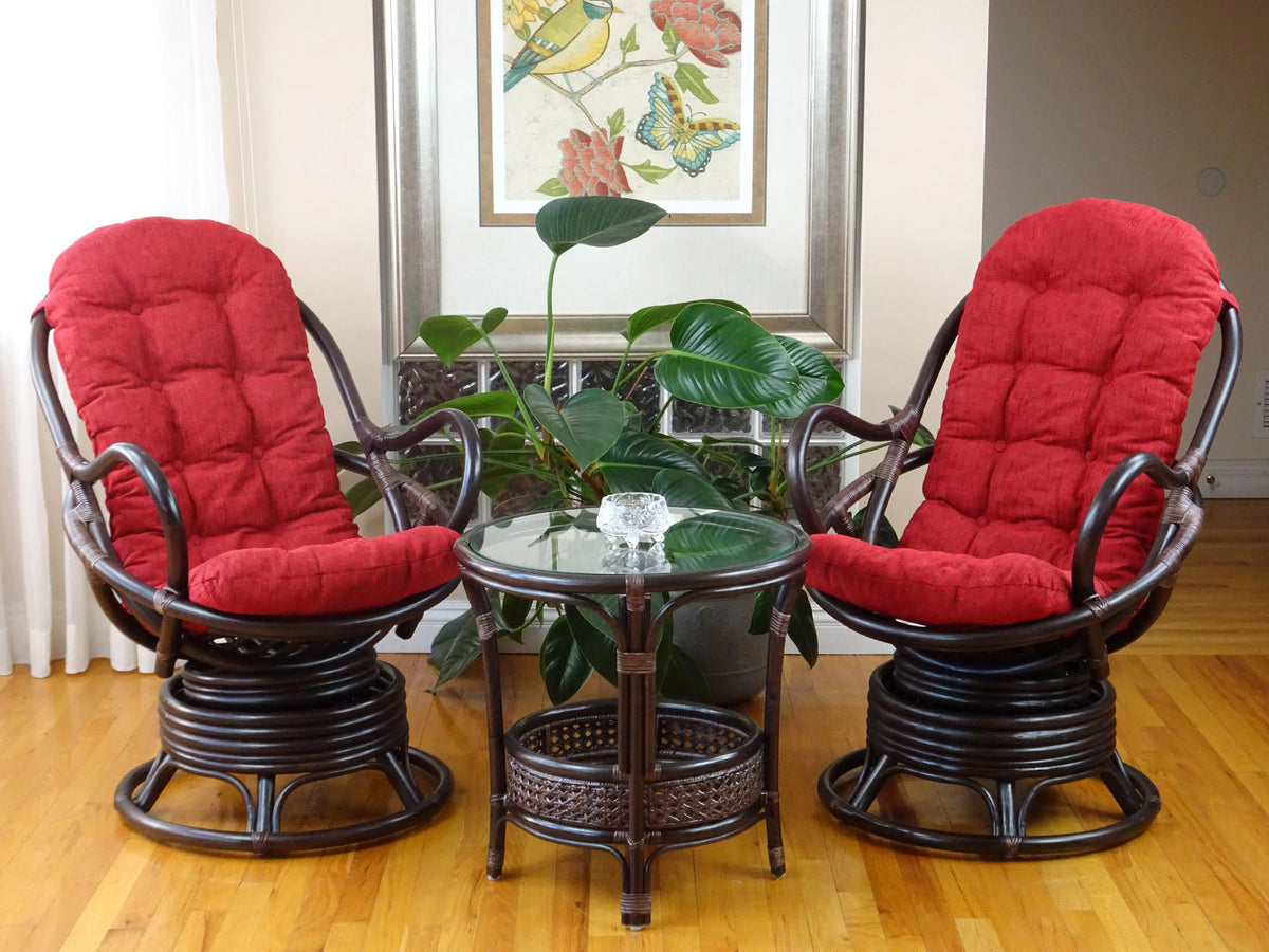 Natural Rattan Wicker Swivel Rocking Lounge Chair with Cushion U5543