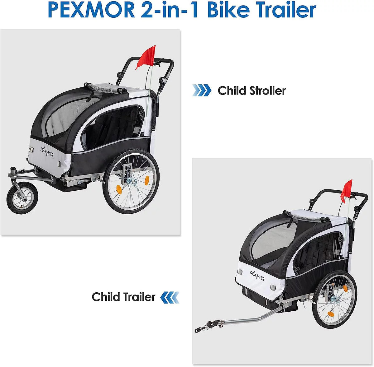 2-in-1 Bike Trailer for Kids 2 Seat F9811