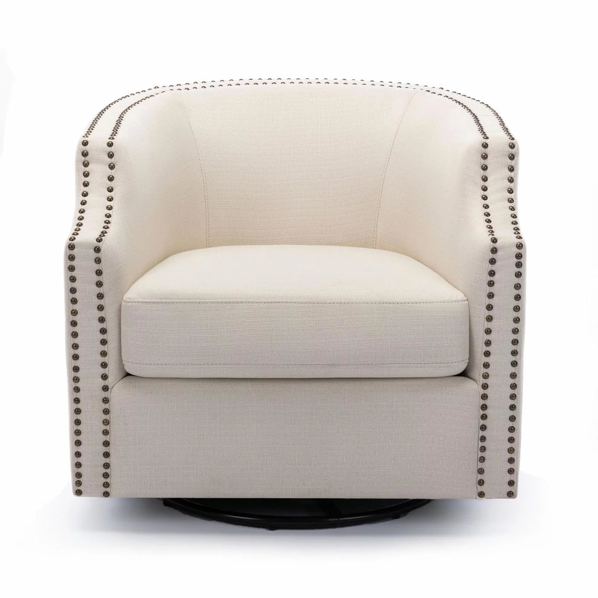 Sky Blue Polyester Linen Swivel Barrel Accent Chair Y941090