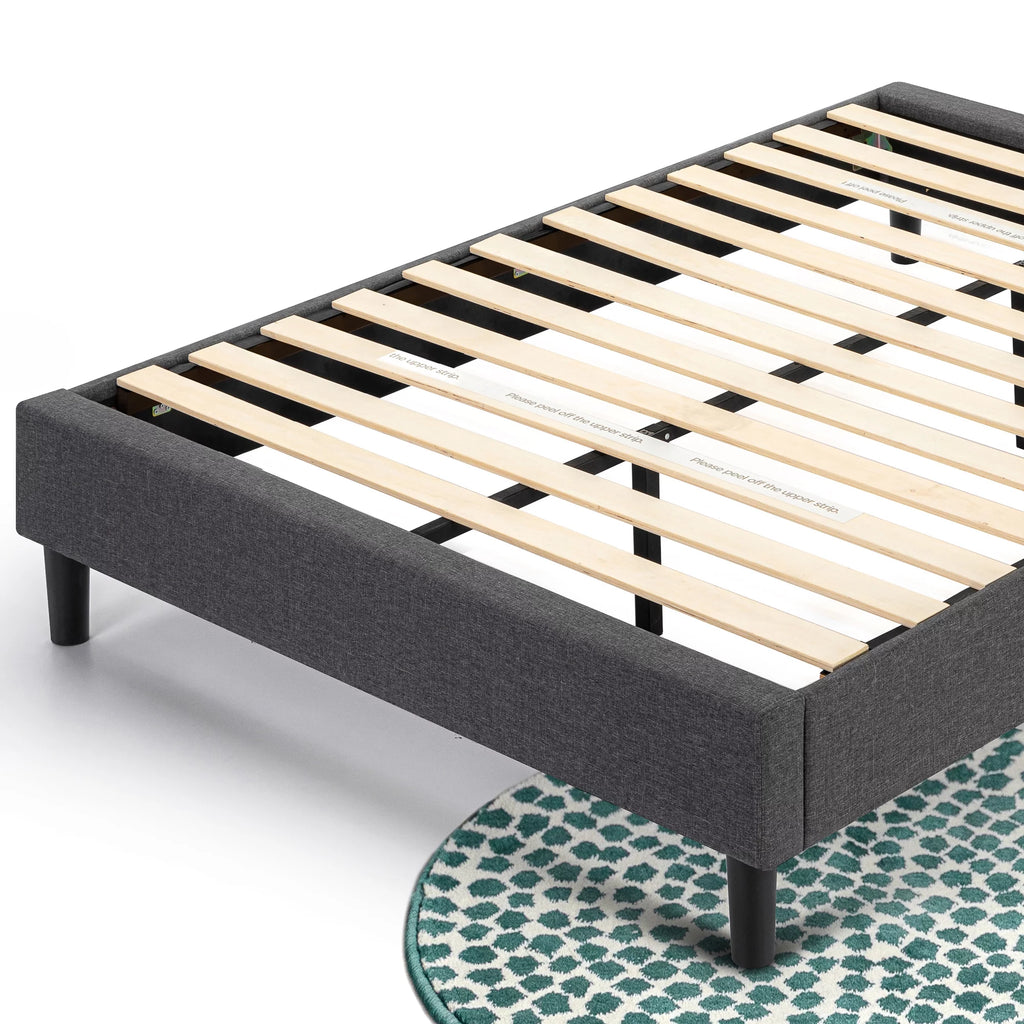 13" Upholstered Platform Bed Frame, Grey, Full E9267