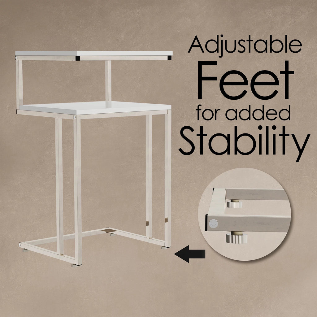 White 2-Tier C-Shaped Side Table X280157