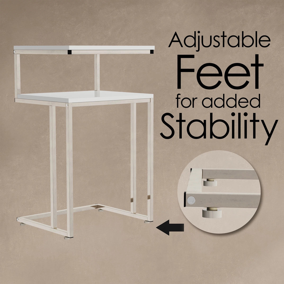 White 2-Tier C-Shaped Side Table X280157