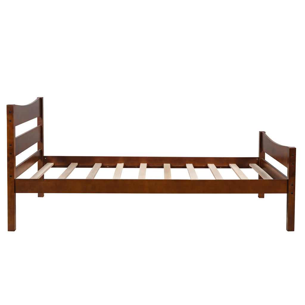 White Twin Size Solid Wood Platform Bed Frame with Headboard and Footboard N582