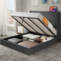 Queen Size Lift-Up Storage Bed with Charging Station and Wingback Headboard J966153