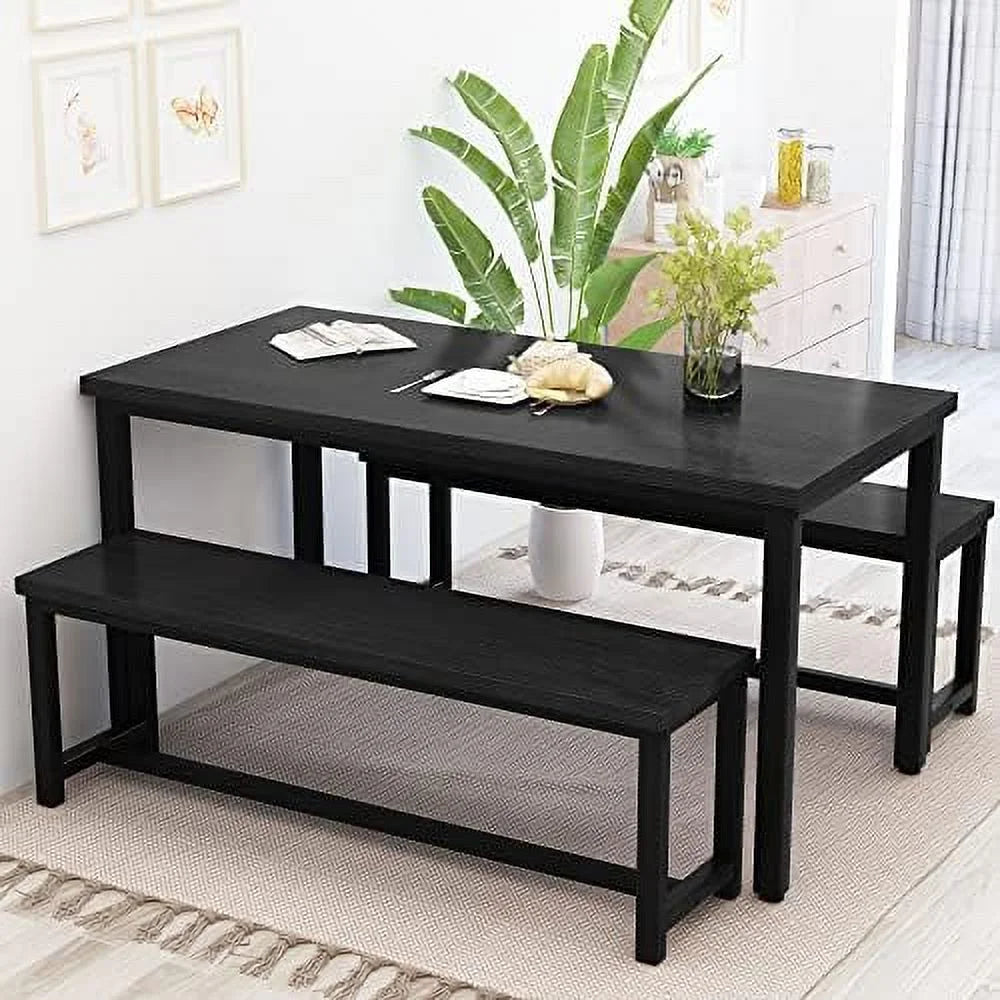 3 Piece Dining Table Set with 2 Benches F6145