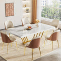 63" Rectangular Dining Table with Faux Marble Top U8257