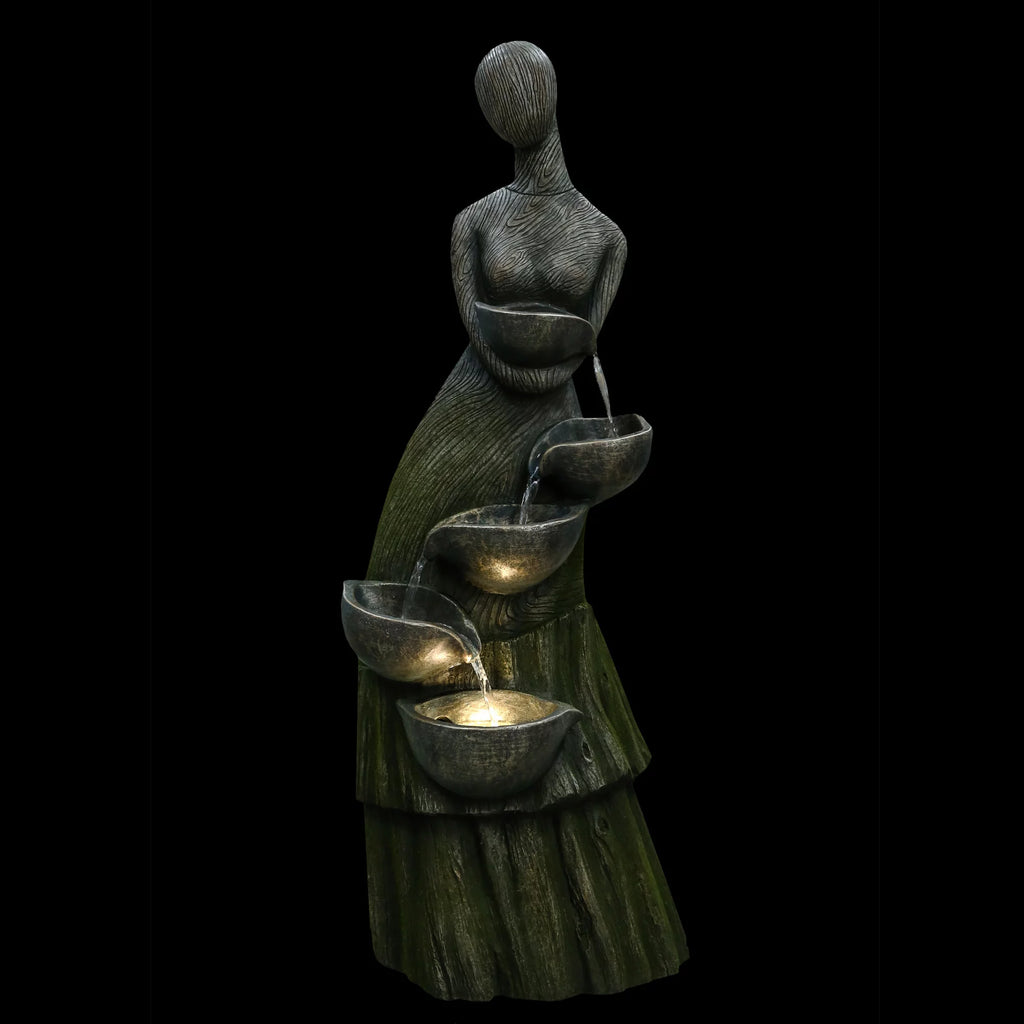 39" Lighted Outdoor Garden Water Fountain L1664