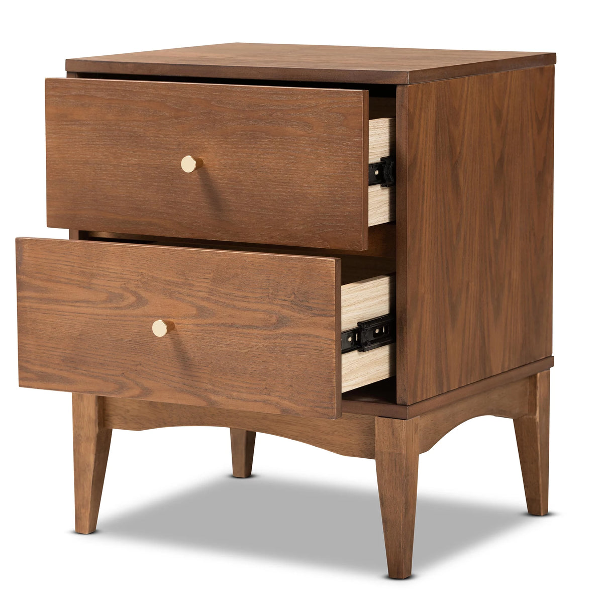 Ash Walnut Finished Wood 2-Drawer Nightstand V6344