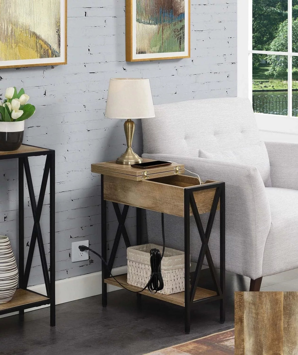End Table with Charging Station and Shelf L239820