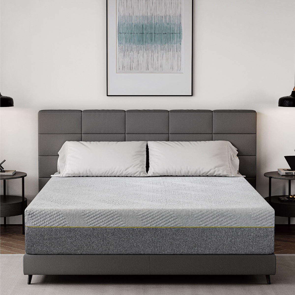 Grey 12 inch Queen Size Gel Memory Foam Mattress B197