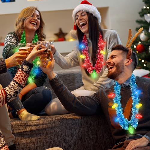 Light up Christmas Necklace 4PCS 7 Bulb 3 Modes F5452