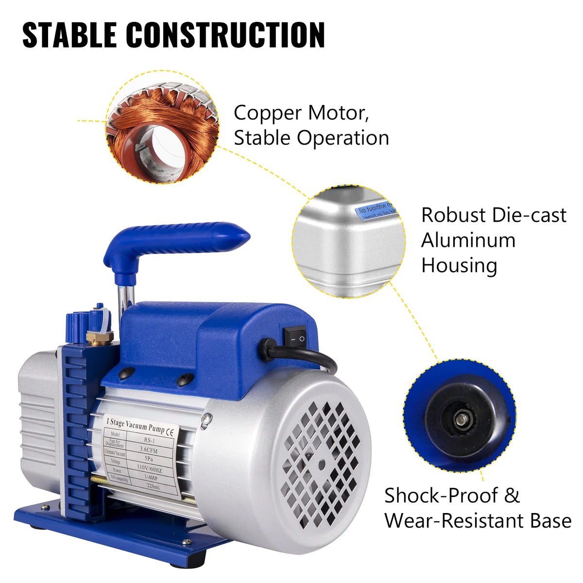 3.6CFM Dual Stages Vacuum Pump with Manifold Gauge Set H276