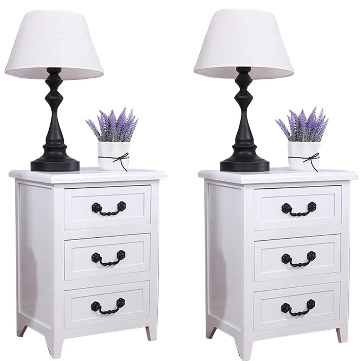 White Wood Nightstand X527