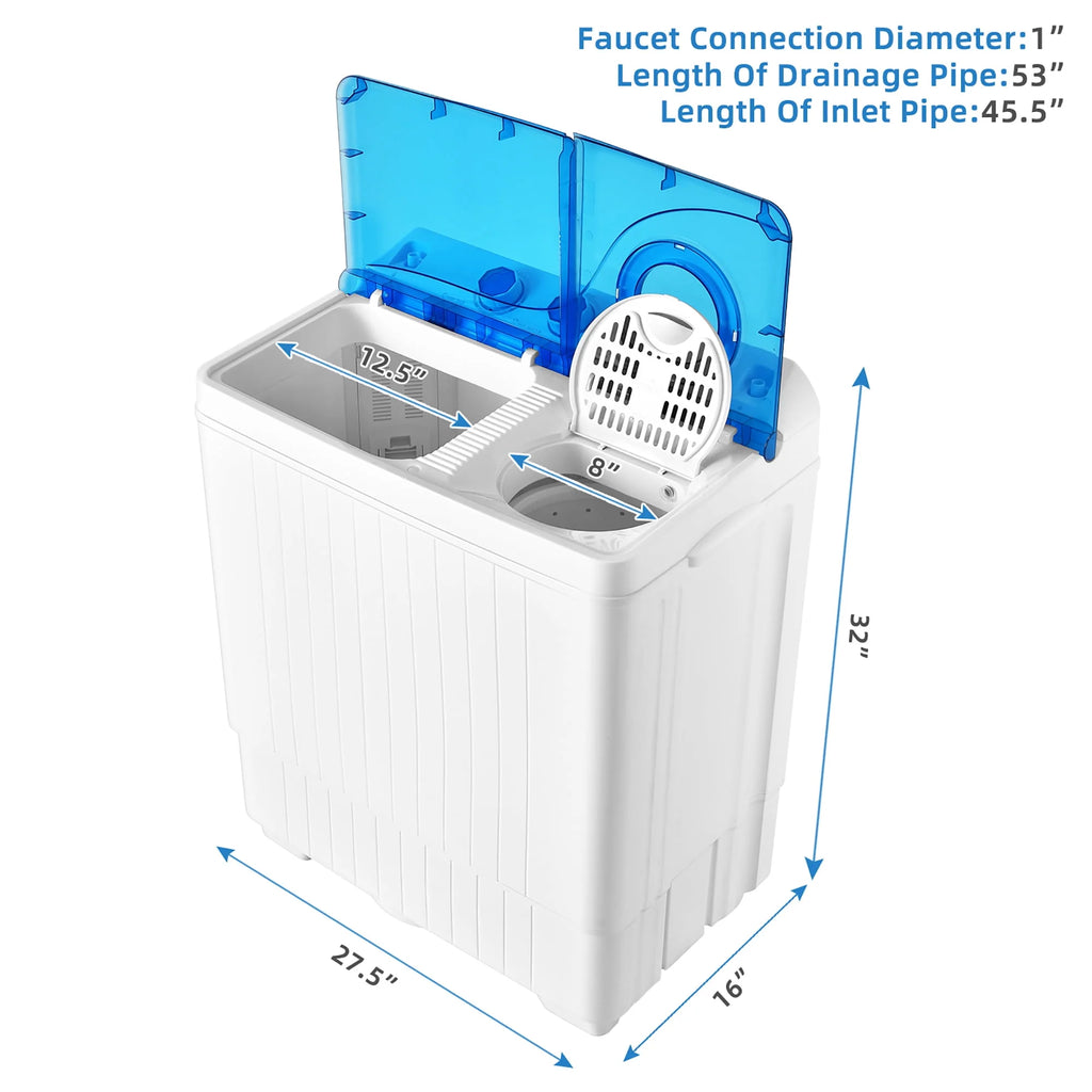 26lbs Portable Semi-automatic Twin Tub Washing Machine D90758