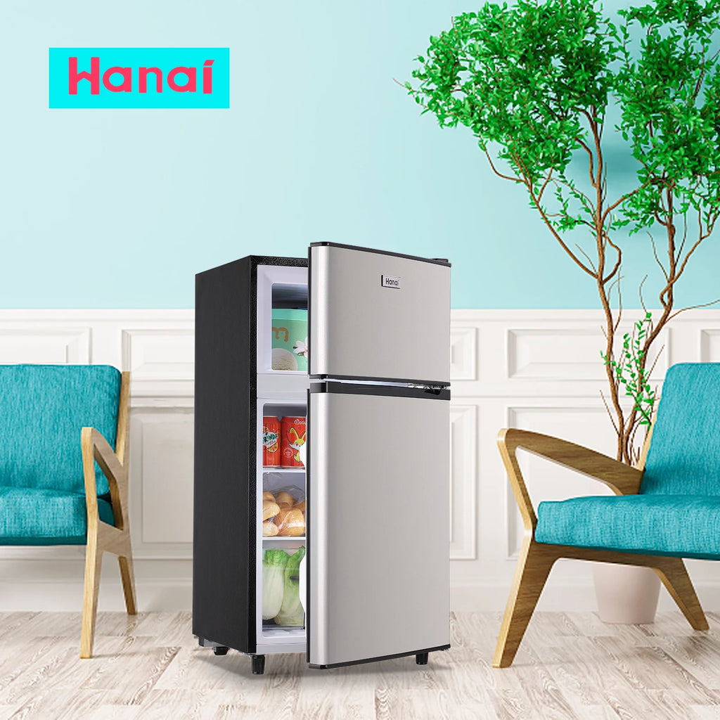 3.5 Cu.ft Dual Door Mini Fridge with Freezer Silver A9007