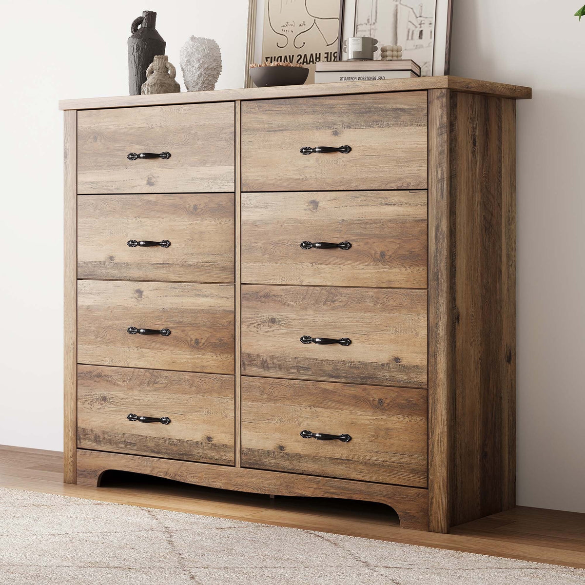 Black 8 Drawer Wood Dresser Q6982