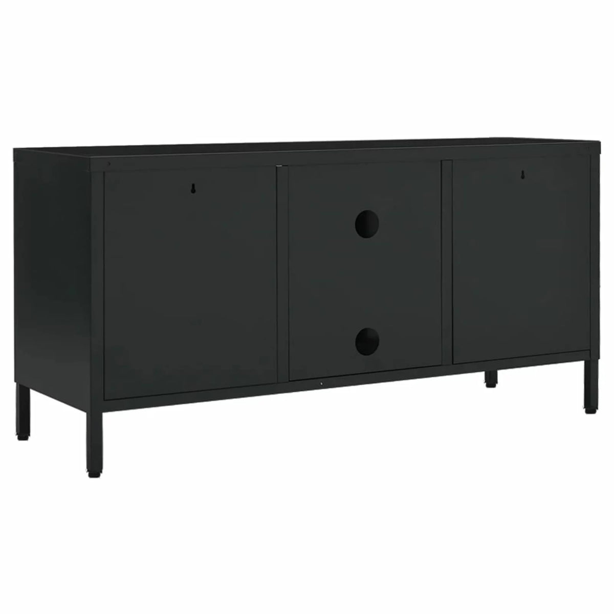 Black Steel TV Stand with Glass Doors A809