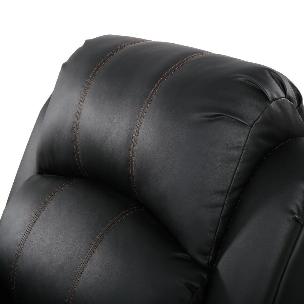 Black Faux Leather Gliding Recliner A17949