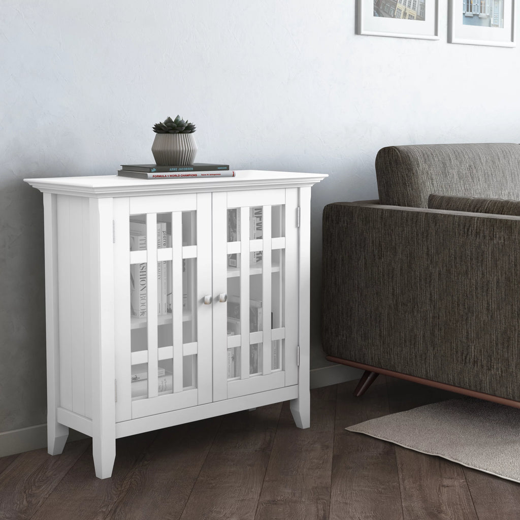 White 32 inch Wide Solid Wood Low Storage Media Cabinet G26624