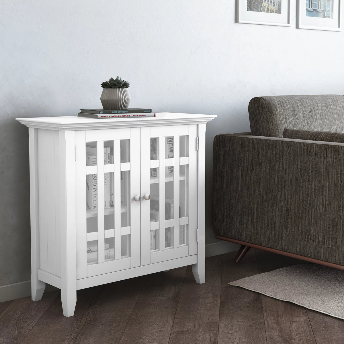White 32 inch Wide Solid Wood Low Storage Media Cabinet G26624