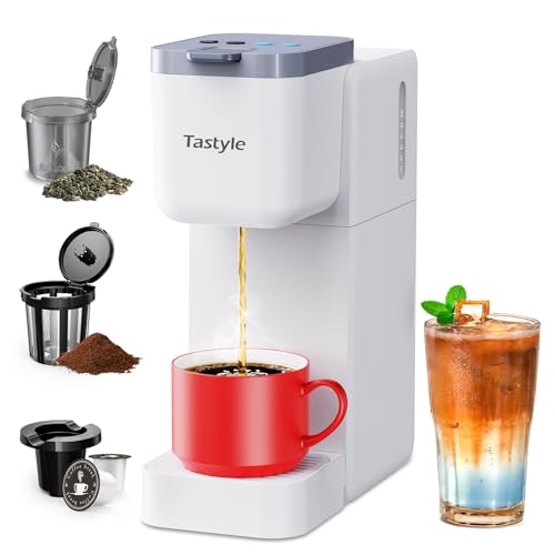 Single Serve Coffee Maker for K Cup, Ground and Tea Leaves, Hot and Iced Coffee Machines with Bold Setting, 6 to 16 Oz Brew Sizes, Compact for Small Spaces, Black M12229