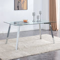Rectangle Glass Dining Table with Metal Base N4310