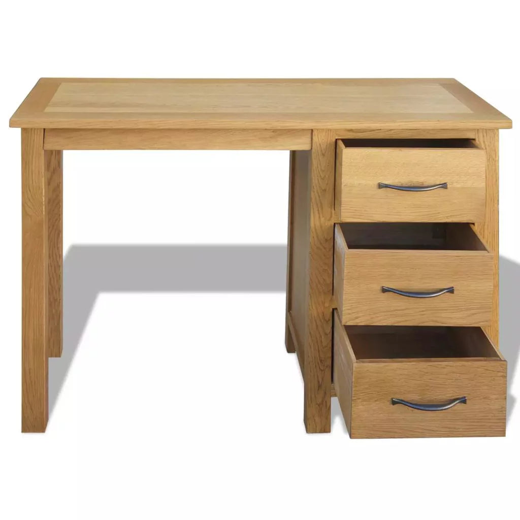 Solid Oak Wood Desk with 3 Drawers U11774