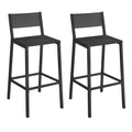 Charcoal Gray and Black Bar Stools Set of 2 with Backrest J298
