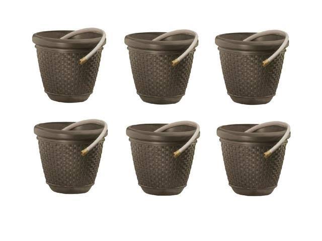 100 Foot Resin Wicker Garden Hose Storage Pot 6 Pack B489338