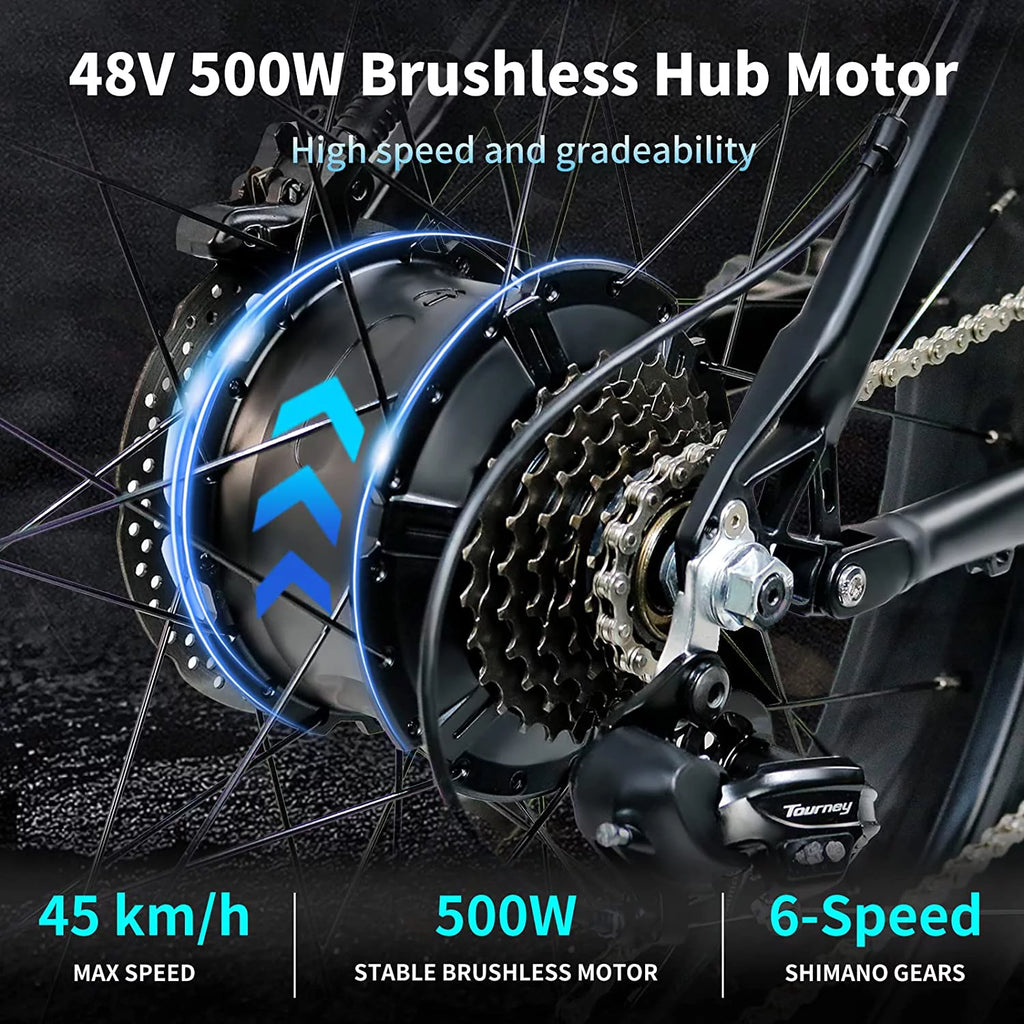 500W 26'' Fat Tire Electric Mountain Bike V1403